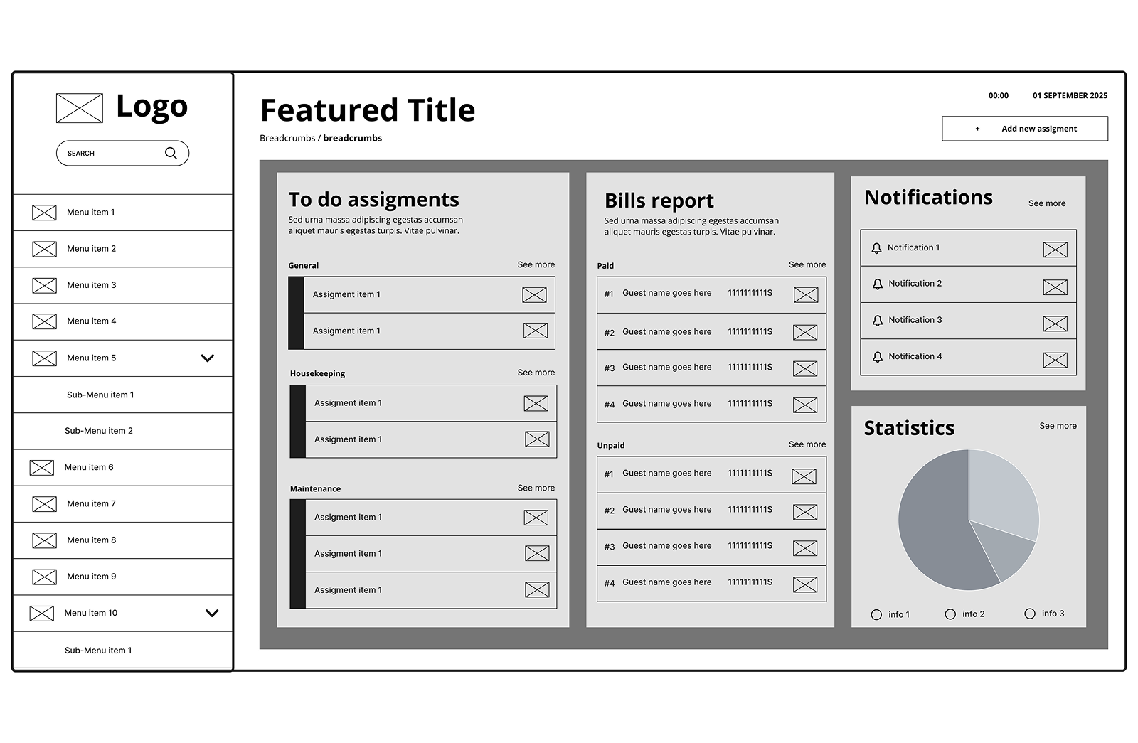 ACpms wireframe layout