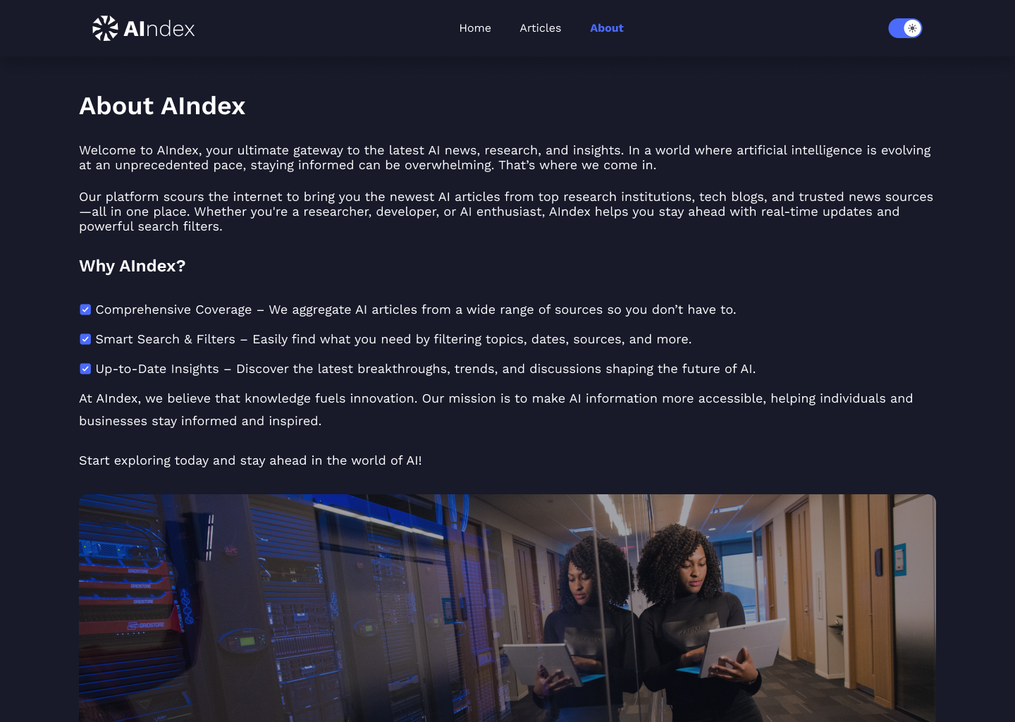 AIndex about screen in dark theme